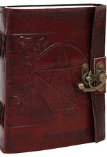 Pentagram with Broom 5 x 7 Leather Journal