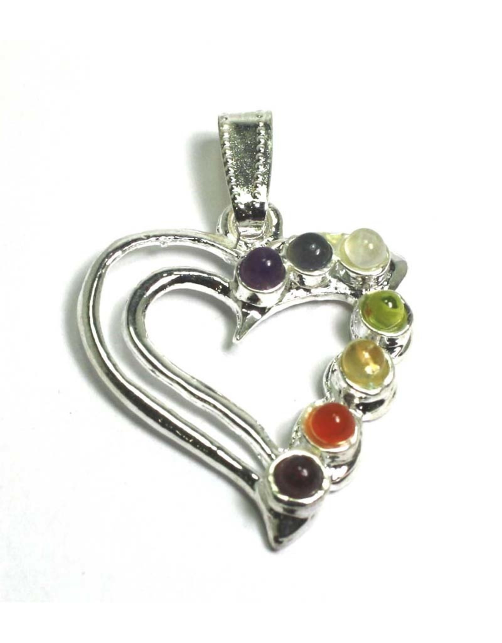 Chakra Heart Pendant - 1.5" Sterling Silver