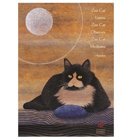 Amber Lotus Zen Cat Listens - Greeting Card