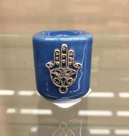 Mini Candle Holder Blue w/ Fatima Hand