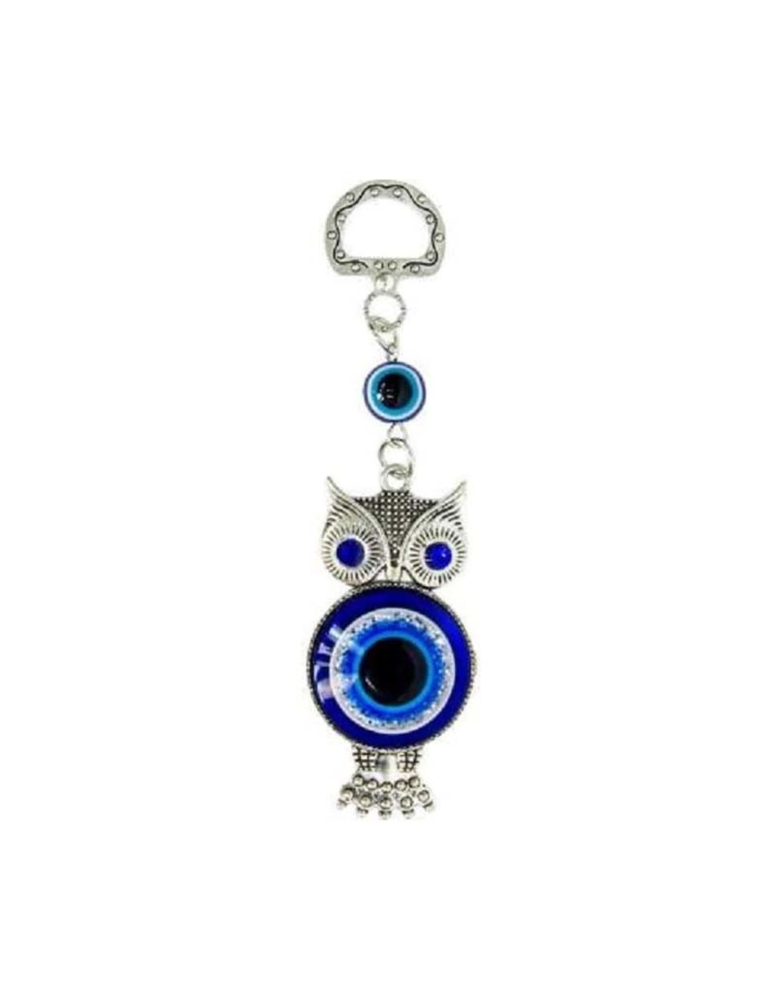 Owl Evil Eye Talisman w/ Gems 4"