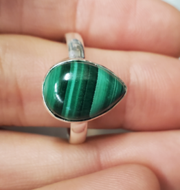 Malachite Sterling Silver Ring A - Size 10