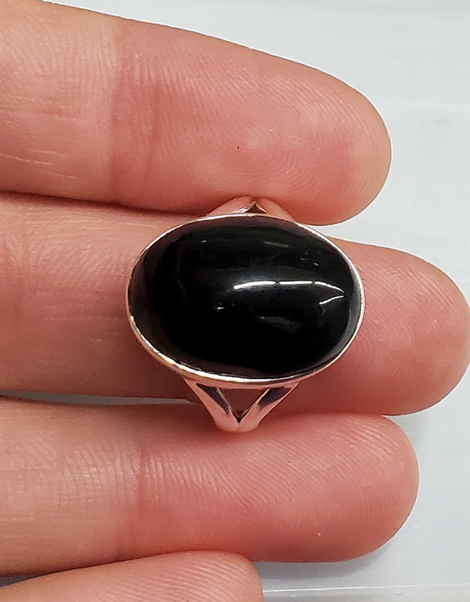 Onyx Ring C - Size 8 Sterling Silver
