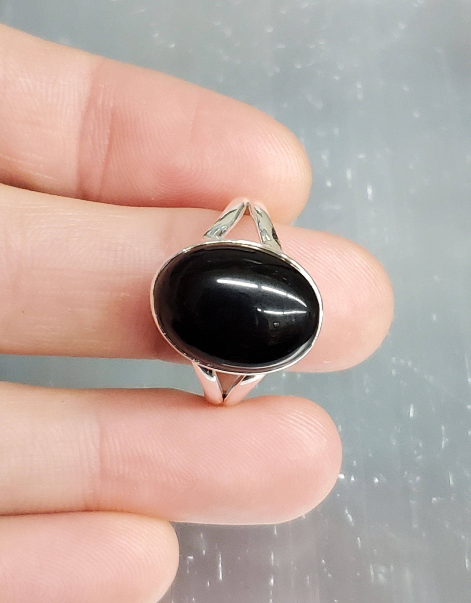 Onyx Ring A- Size 10 Sterling Silver