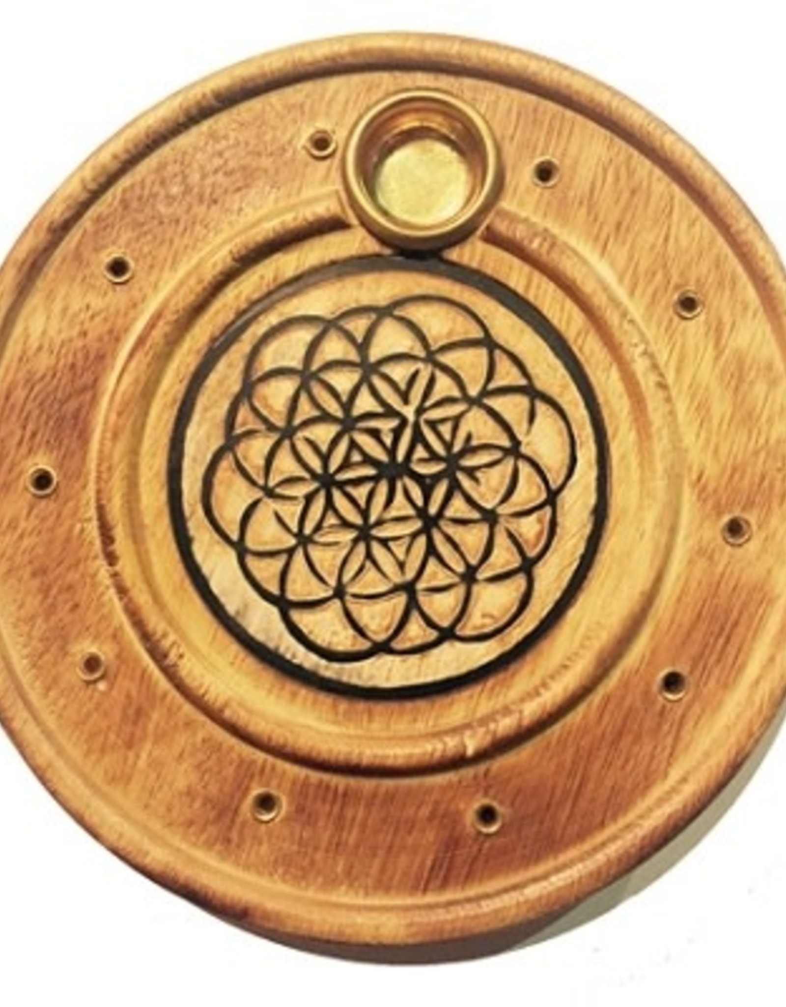 Flower of Life Wood Incense Holder Sticks and Cones