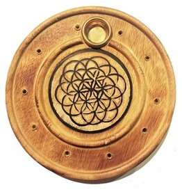 Flower of Life Wood Incense Holder Sticks and Cones