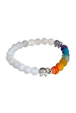 Cracked Agate Chakras with Elephant - 8mm Bracelet