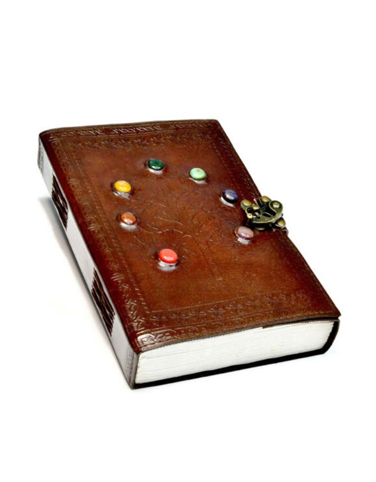 Fantasy Gifts 7 Chakra Stone Tree of Life 7"x10" Leather - Journal