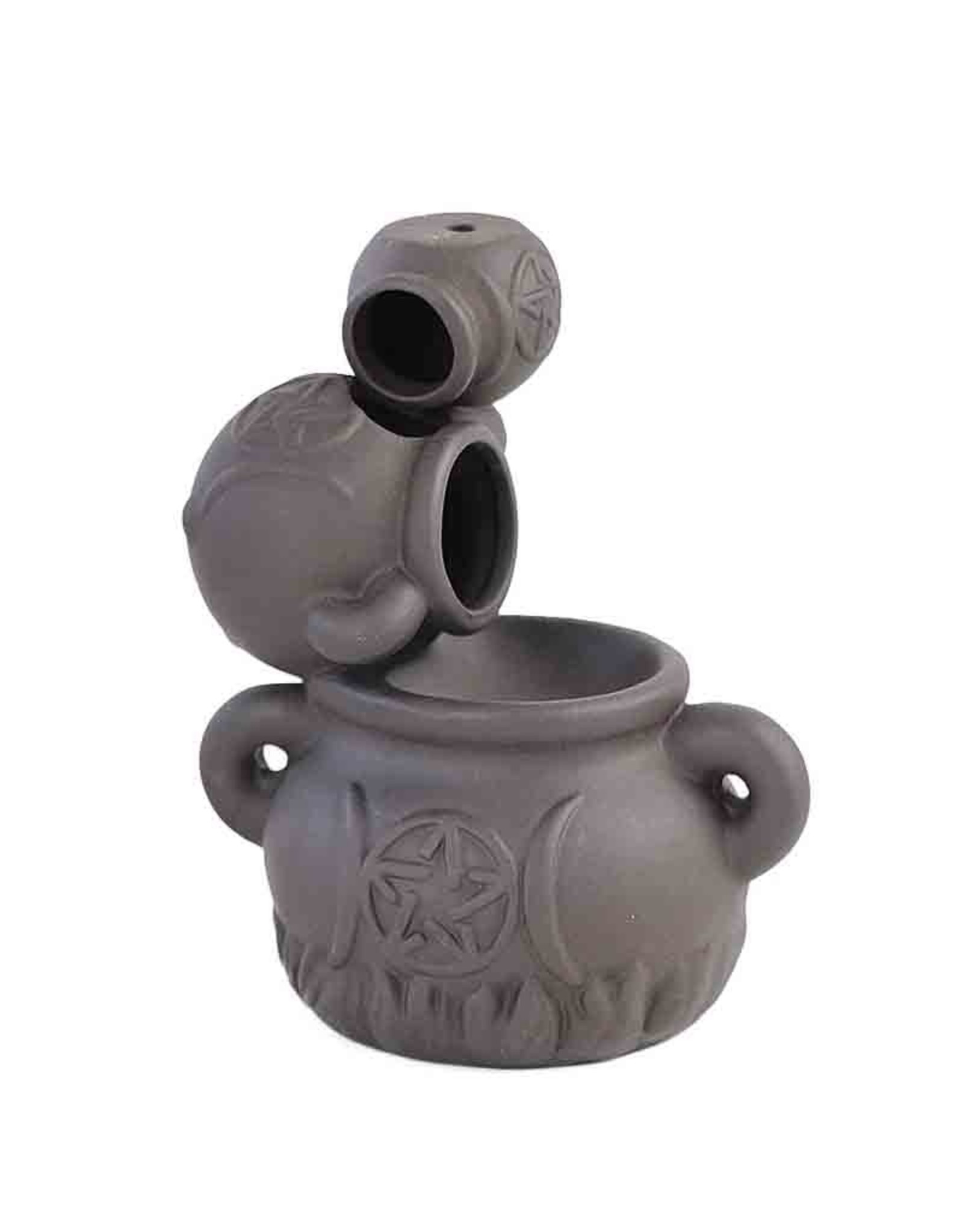 Ceramic Incense Holder Triple Cauldron Backflow 3.25"x5.25"