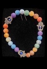 Cracked Agate Chakras with Fatima Hand & Evil Eye Bracelet