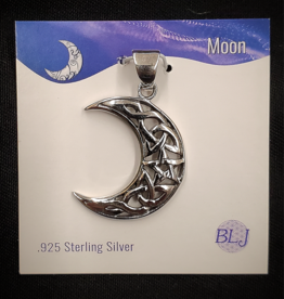 Celtic Crescent Moon Pendant Sterling Silver