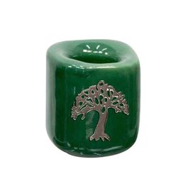 Mini Candle Holder Green w/ Tree