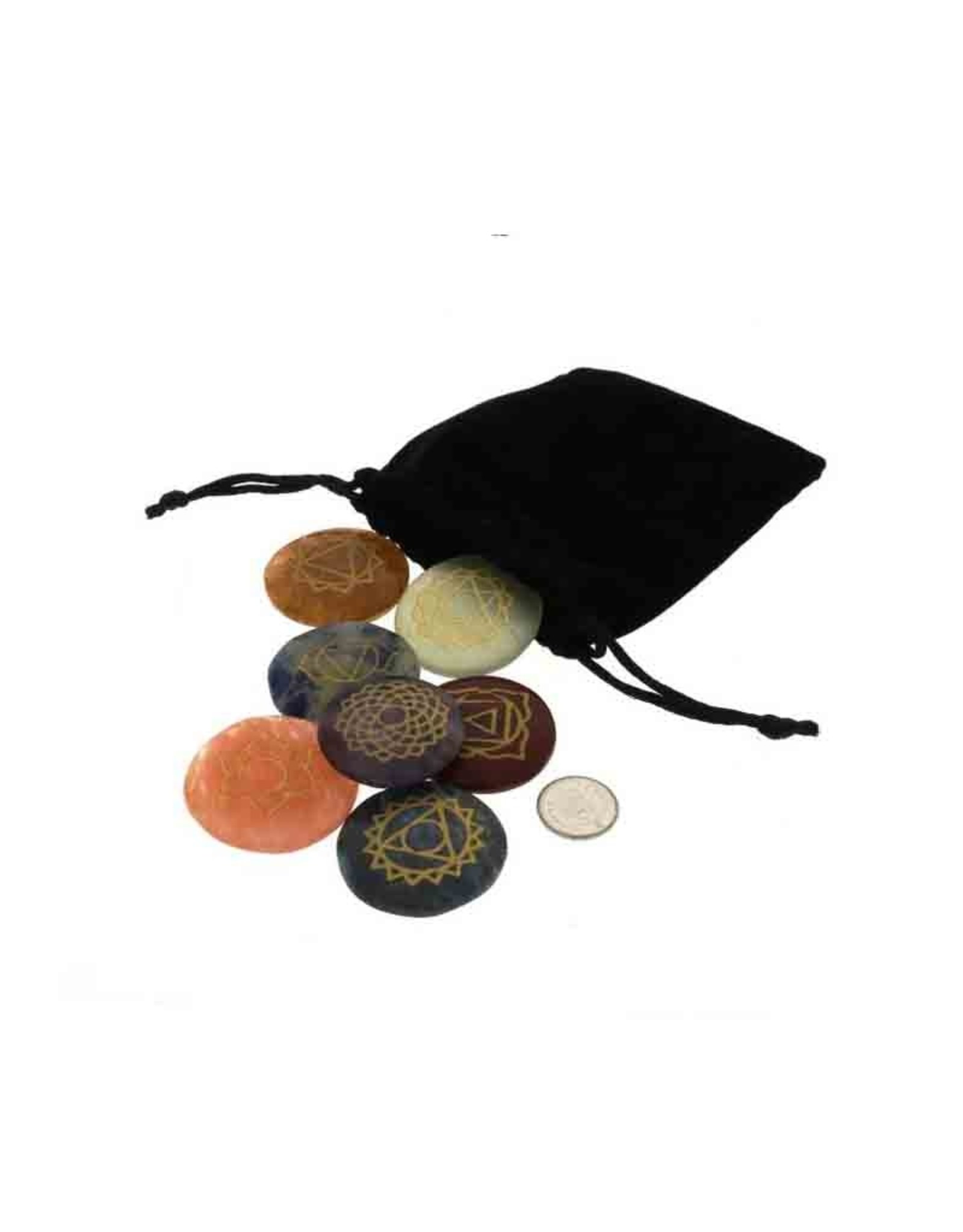 Chakra 7 Symbol Engraved Set with Velvet Bag