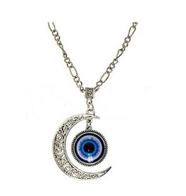 Evil Eye Crescent Moon Necklace