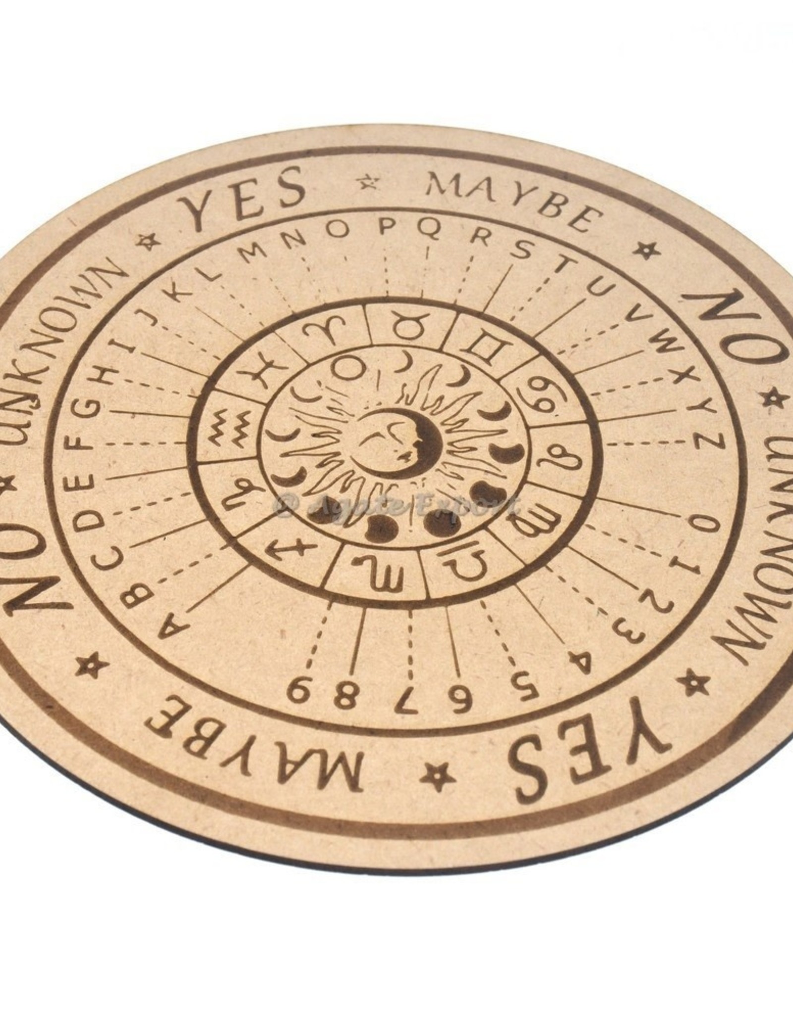 Wooden Zodiac & Moon Phases Pendulum Divination Board 8"