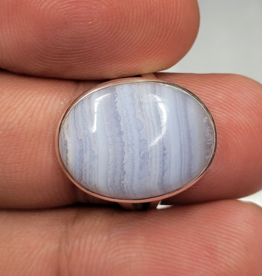 Blue Lace Agate Ring B - Size 8 Sterling Silver