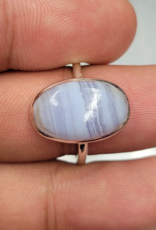 Blue Lace Agate Ring - Size 10 Sterling Silver