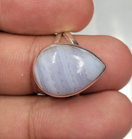 Blue Lace Agate Ring - Size 8 Sterling Silver