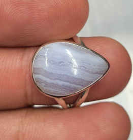 Blue Lace Agate Ring C  - Size 10 Sterling Silver