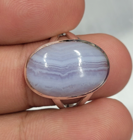 Blue Lace Agate Ring B  - Size 10 Sterling Silver