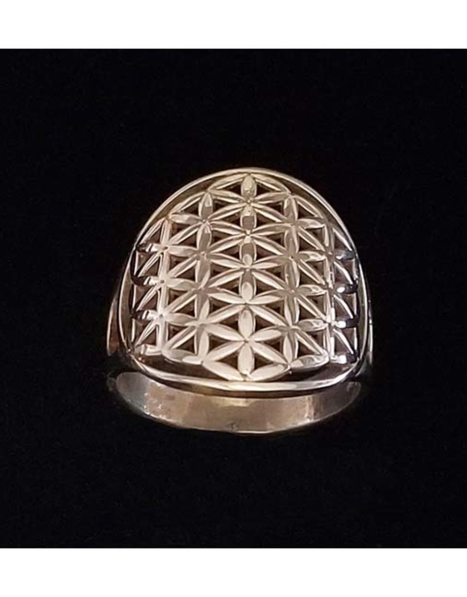 Flower of Life Ring Flat - Size 10 Sterling Silver