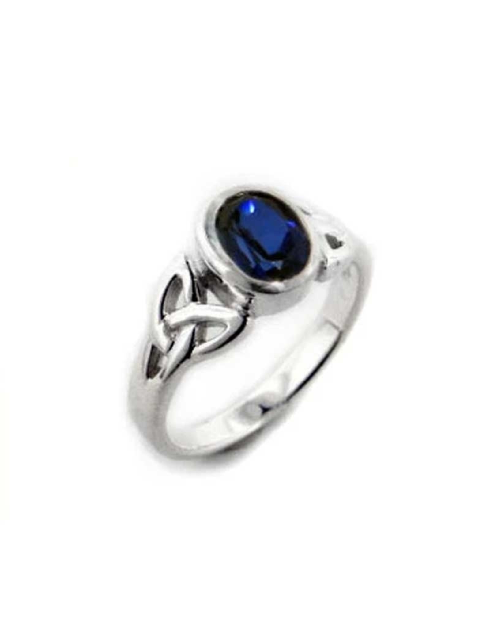 Celtic Knot Sapphire Ring- Size 6 Sterling Silver