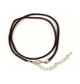 Black Faux Leather Necklace - 24"