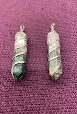 Moss Agate Spiral Wrapped Pendant