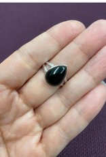 Black Obsidian Ring C - Size 8 Sterling Silver