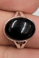 Black Obsidian Ring - Size 10 Sterling Silver