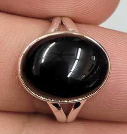 Black Obsidian Ring - Size 10 Sterling Silver