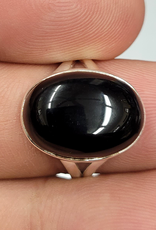Black Obsidian Ring B - Size 9 Sterling Silver