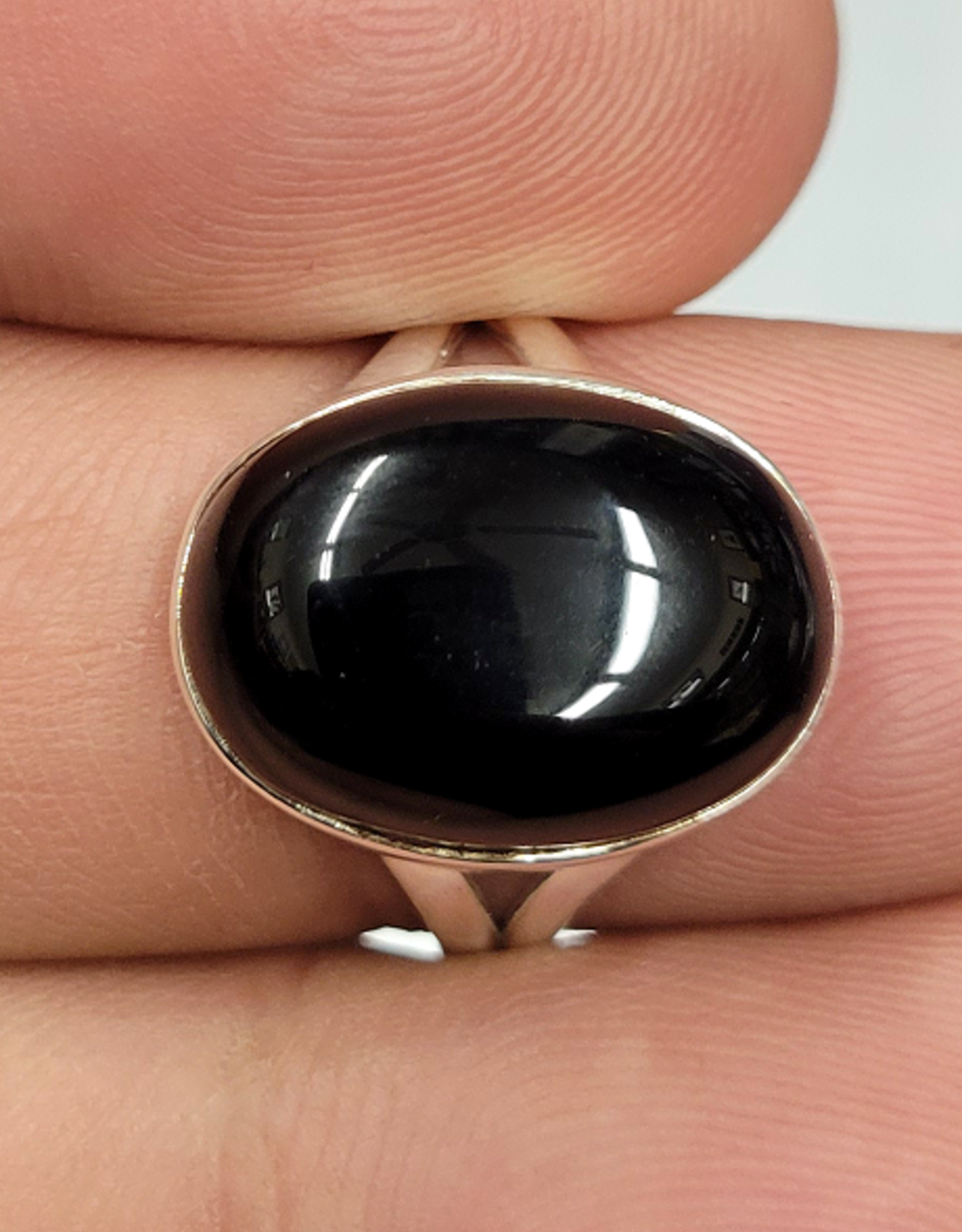 Black Obsidian Ring B - Size 9 Sterling Silver