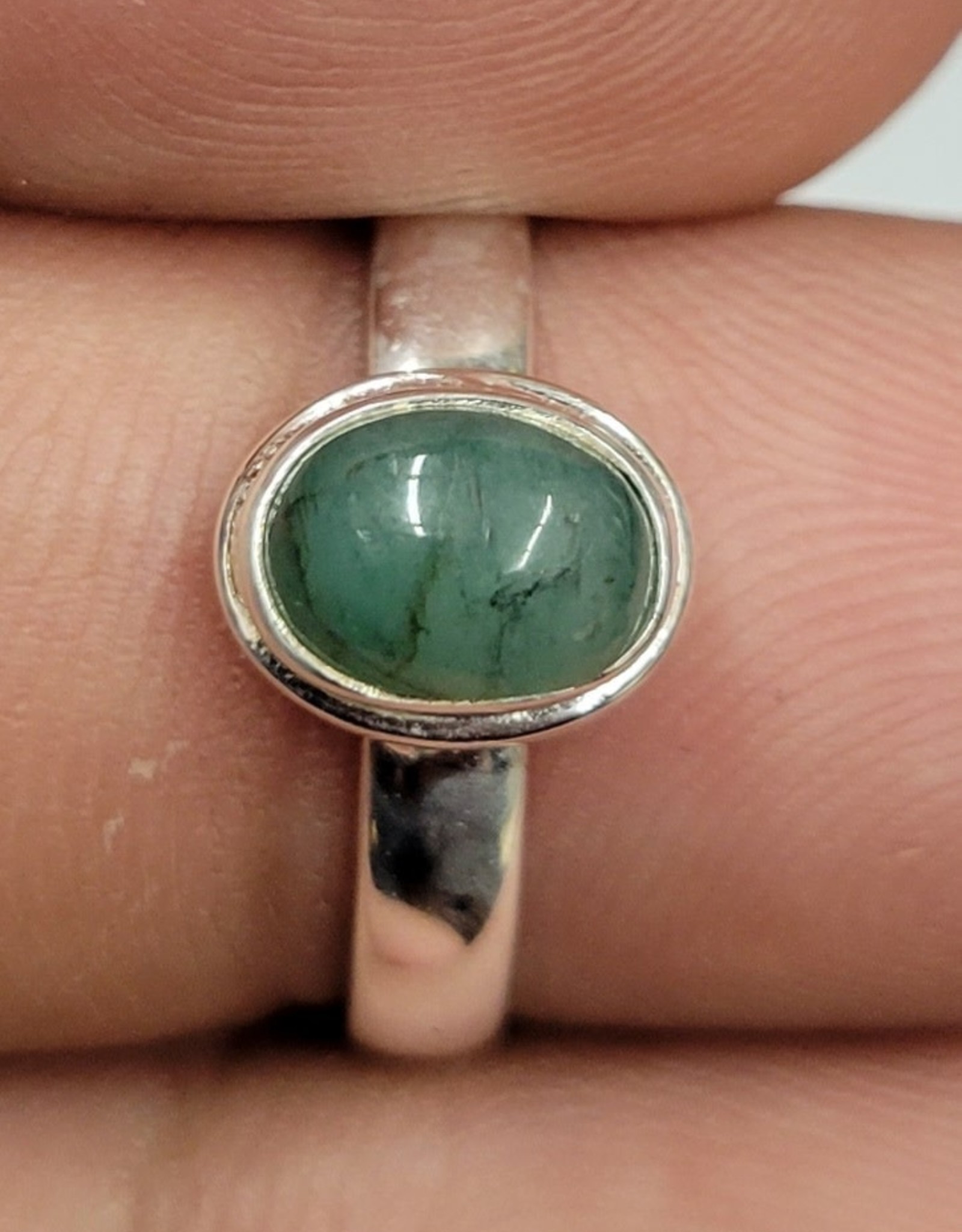 Green Aventurine Ring - Size 8 Sterling Silver