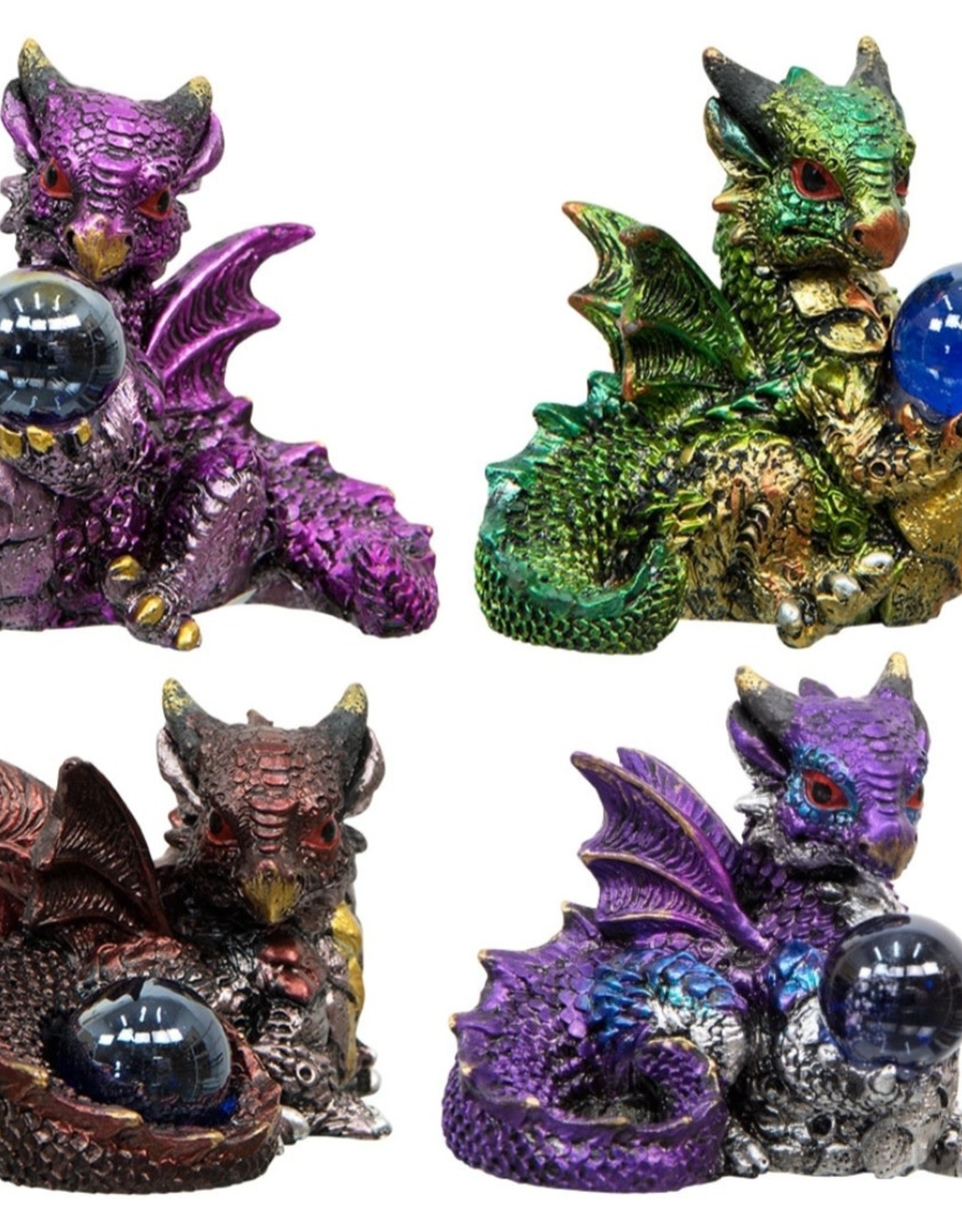 Pacific Trading Mini Cute Baby Dragons with Sphere 2"  Resin Statue
