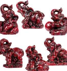 Red Polyresin Elephant Statues Variety 2"