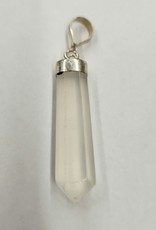 Clear Calcite Faceted Bullet Pendant - Sterling Silver
