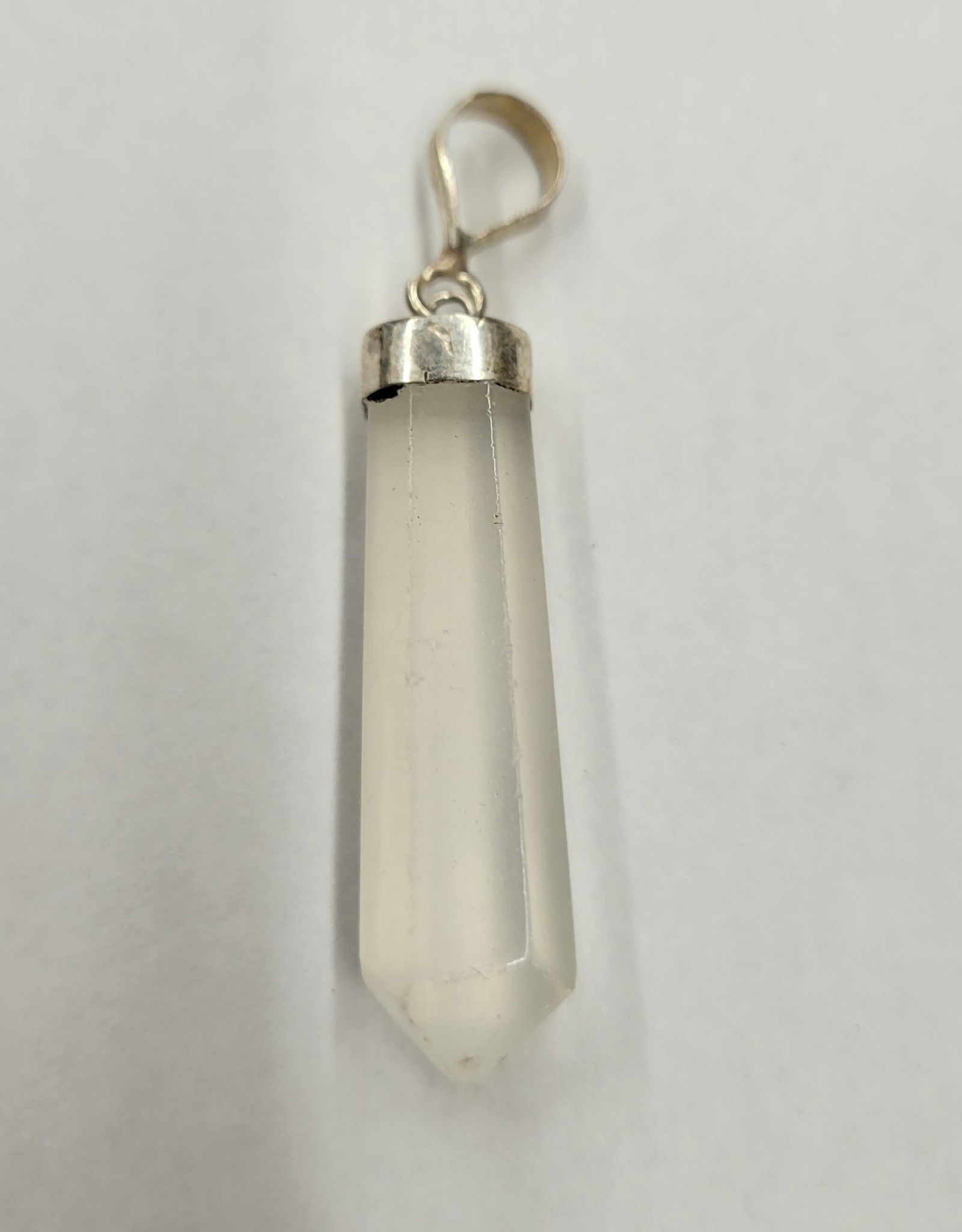 Clear Calcite Faceted Bullet Pendant - Sterling Silver