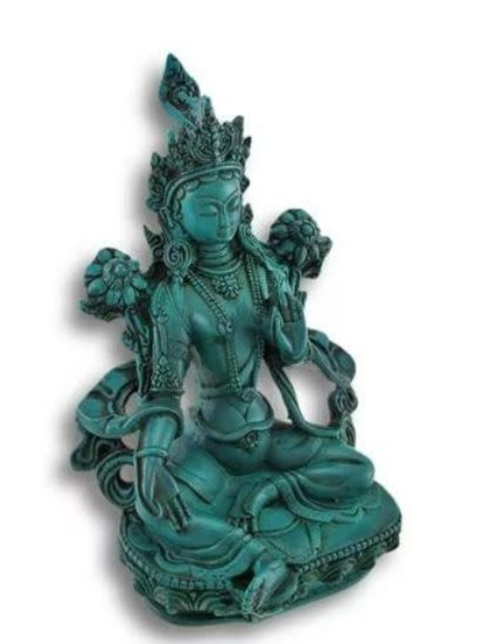 Green Tara Figurine Statue Antique Turquoise 4.25"