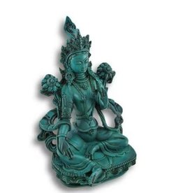 Green Tara Figurine Statue Antique Turquoise 4.25"