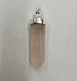 Rose Quartz Faceted Bullet Pendant Sterling Silver