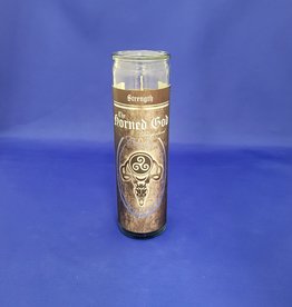 Glass Ritual Candle - The Horned God - Dragonblood 8"