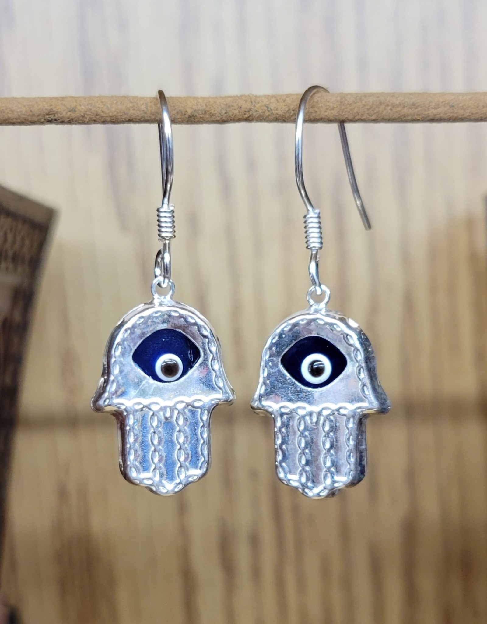 Evil Eye & Fatima Hand Sterling Silver Earrings