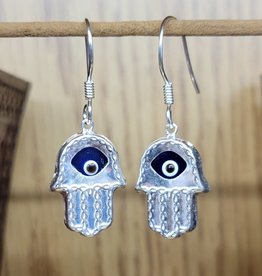 Evil Eye & Fatima Hand Sterling Silver Earrings