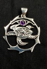 Turtle Pendant Sterling Silver with Amethyst