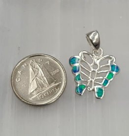Australian Opal Butterfly Shaped Pendant Sterling Silver