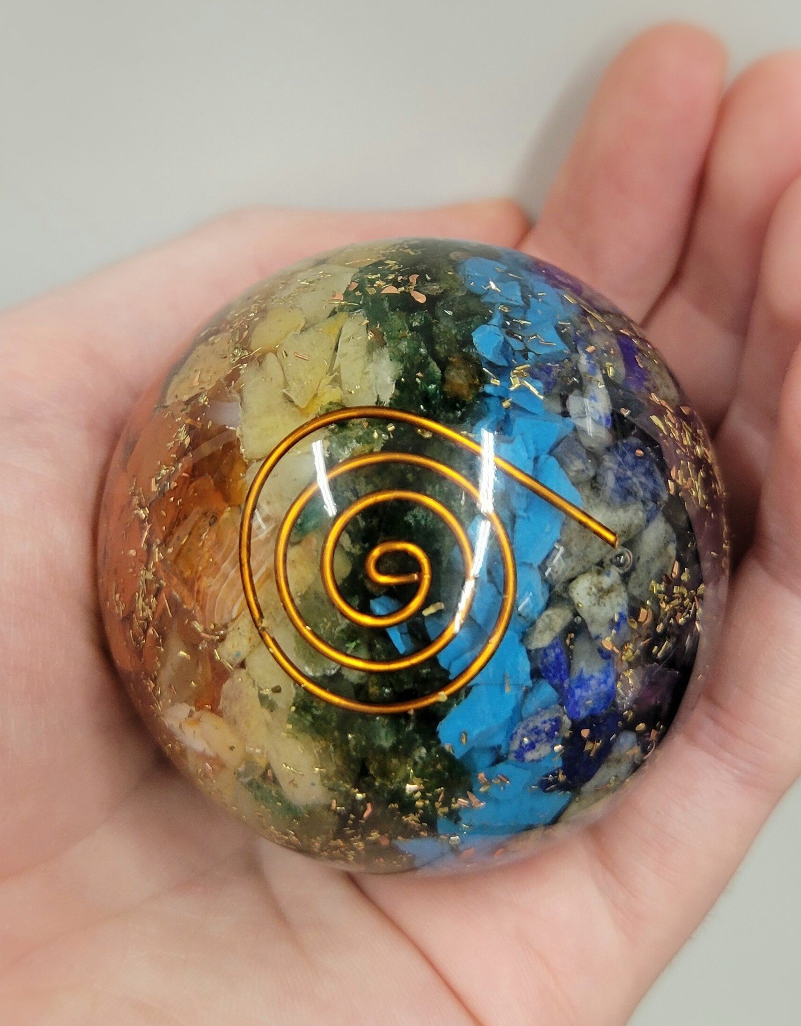 Chakra Orgonite Sphere with Copper 2"