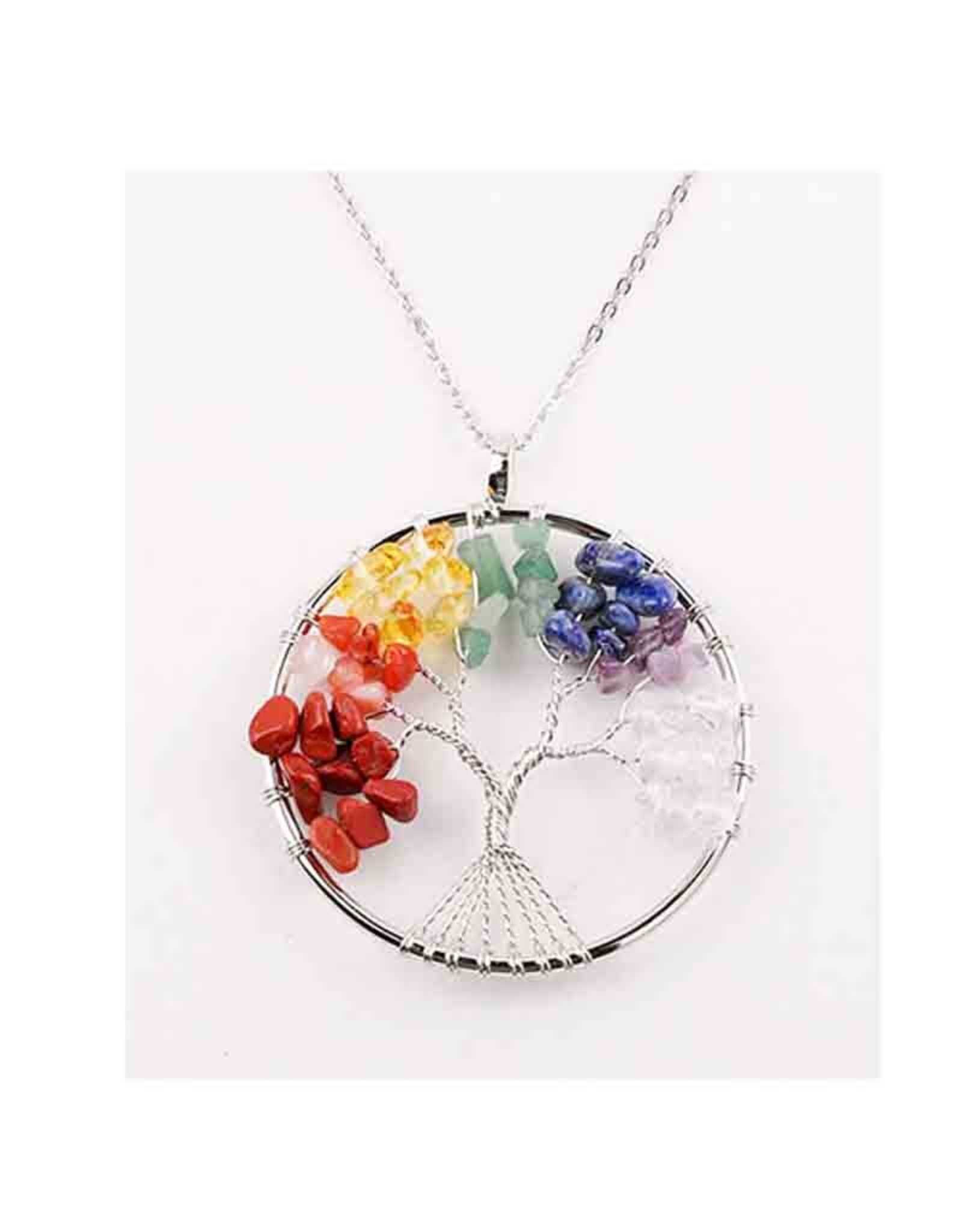 Tree of Life Necklace with Chakra Colors 2"