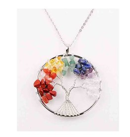 Tree of Life Necklace with Chakra Colors 2"