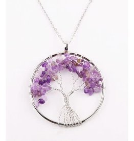 Tree of Life Necklace with Amethyst 2"